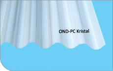 PC Kristal ONDULINE HR® levhaları ile aynı boyutta olup, ONDULINE® levhaları dalga profili ile de uy